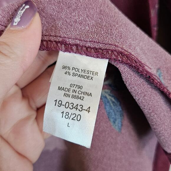 Chelsea Studio Burgundy Floral Print Open Front Blazer Jacket Plus 18 20 Work - Picture 9 of 10